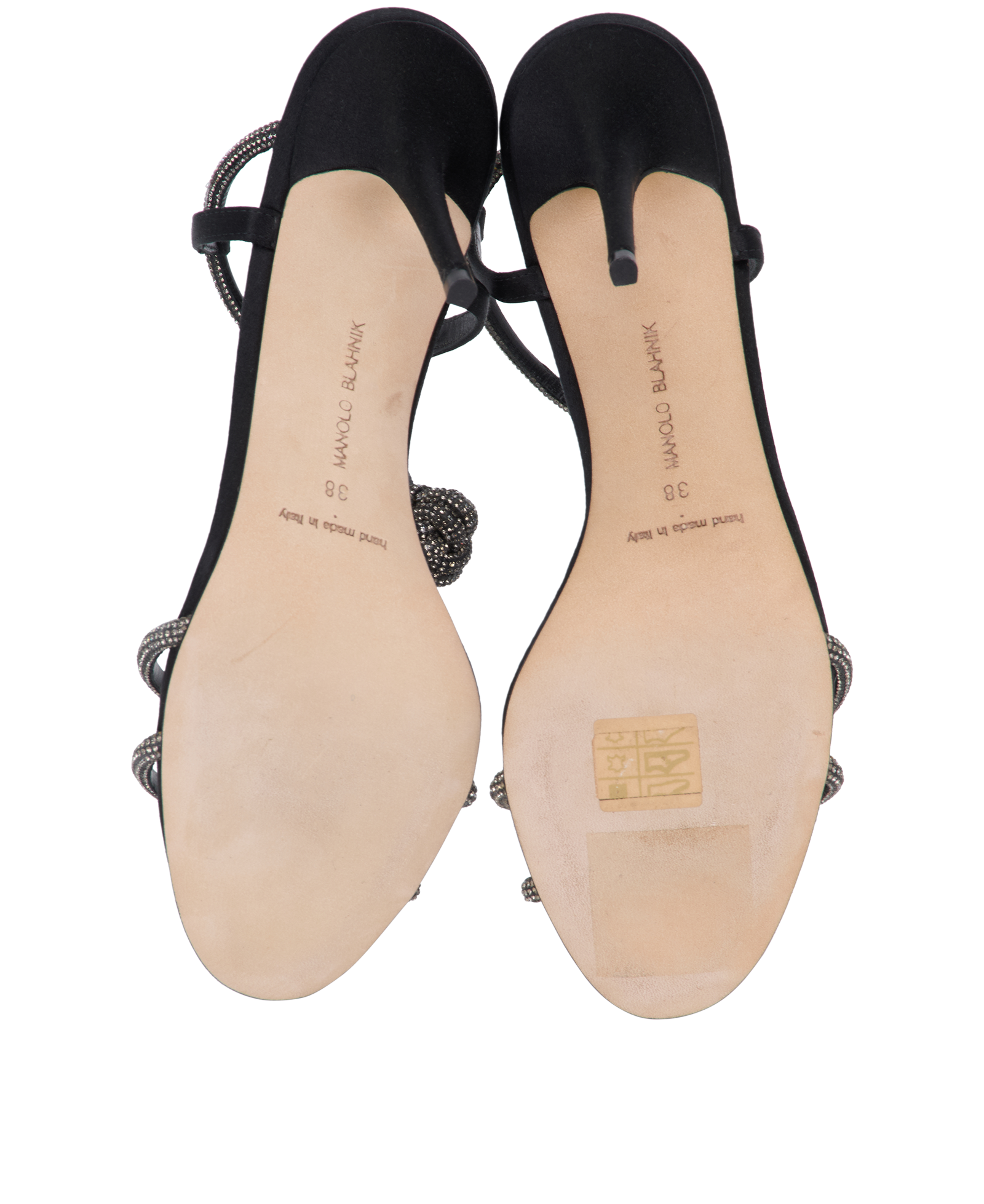 Manolo Blahnik Diablica Sandals, &pound;250, Shoes, Black, Satin, Top view