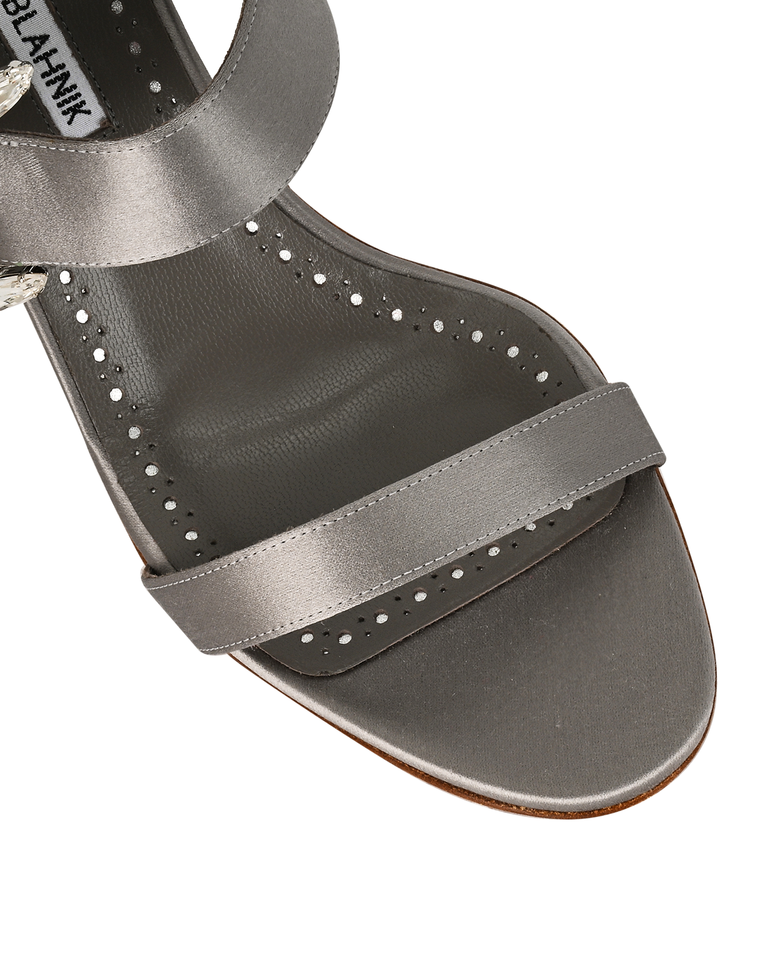 Manolo Blahnik Chivela Crystal Embellished Mules, &pound;290, Shoes, Grey, Satin, Other view