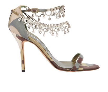 Manolo Blahnik Hourista Camouflage Sandals, front view
