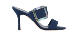 Manolo Blahnik Gable Abalone Heels, Crepe, Blue, UK4, DB/B, 3*