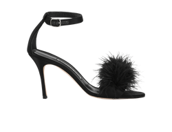 Manolo Blahnik Feather Heels, Satin, Black, DB/B, UK5.5, 2*