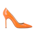 Manolo Blahnik BB 105 Pumps, &pound;180, Shoes, Orange, Patent Leather, Front view