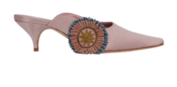 Manolo Blahnik Embroidered Mules, Satin, UK4, DB/B, 3*