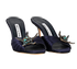 Manolo Blahnik Crystal Embellished Sandals, &pound;250, Shoes, Navy, Satin, Side view