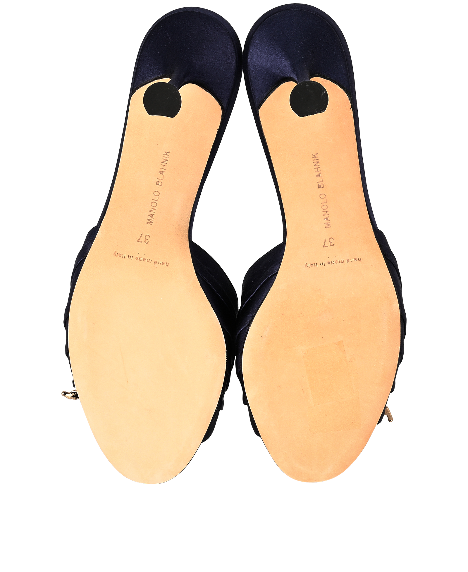 Manolo Blahnik Crystal Embellished Sandals, &pound;250, Shoes, Navy, Satin, Top view