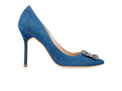 Manolo Blahnik Hangisi 105 Denim Court- UK9, front view