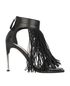 Alexander McQueen Fringed Heel Sandals, &pound;200, Shoes, Black, Leather, Front view