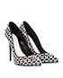 Alexander McQueen Black and White Studded Heels, side view