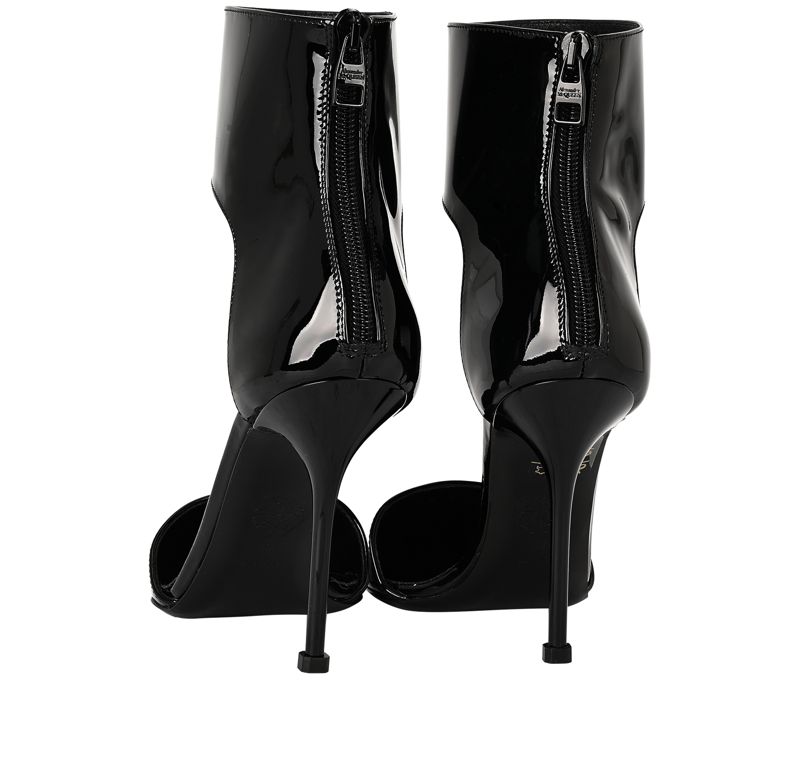 Alexander McQueen Punk Pump 105, &pound;250, Shoes, Black, Patent Leather, Back view