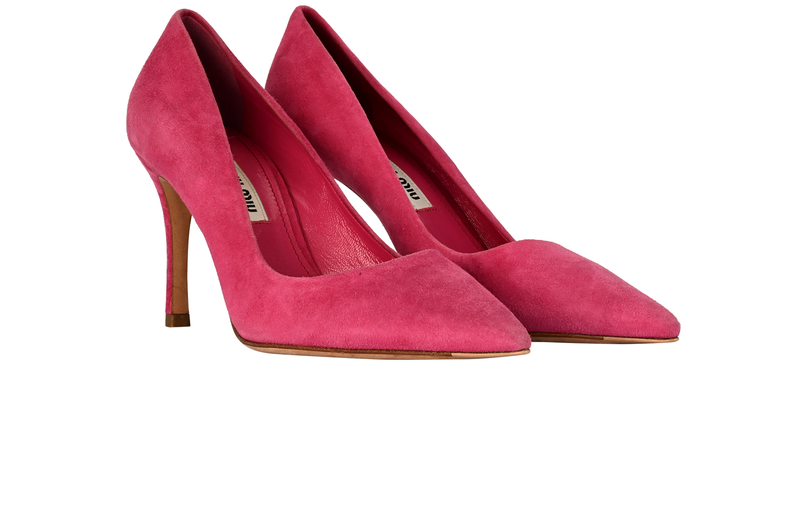 Miu Miu Pointed Toe Pumps, &pound;150, Shoes, Pink, Suede, Side view
