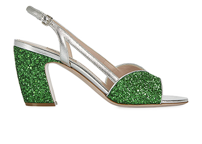 Miu Miu Glitter Slingback Heels, front view