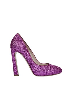Miu Miu Pink Glitter Heels, Leather, Pink, UK 4