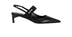 Miu Miu Logo Strap Slingbacks, Leather, Black, UK4.5, 3*