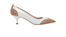 Miu Miu Two-Tone Pointed Heels, Patent, White/Beige, UK 5.5, B/DB, 3*