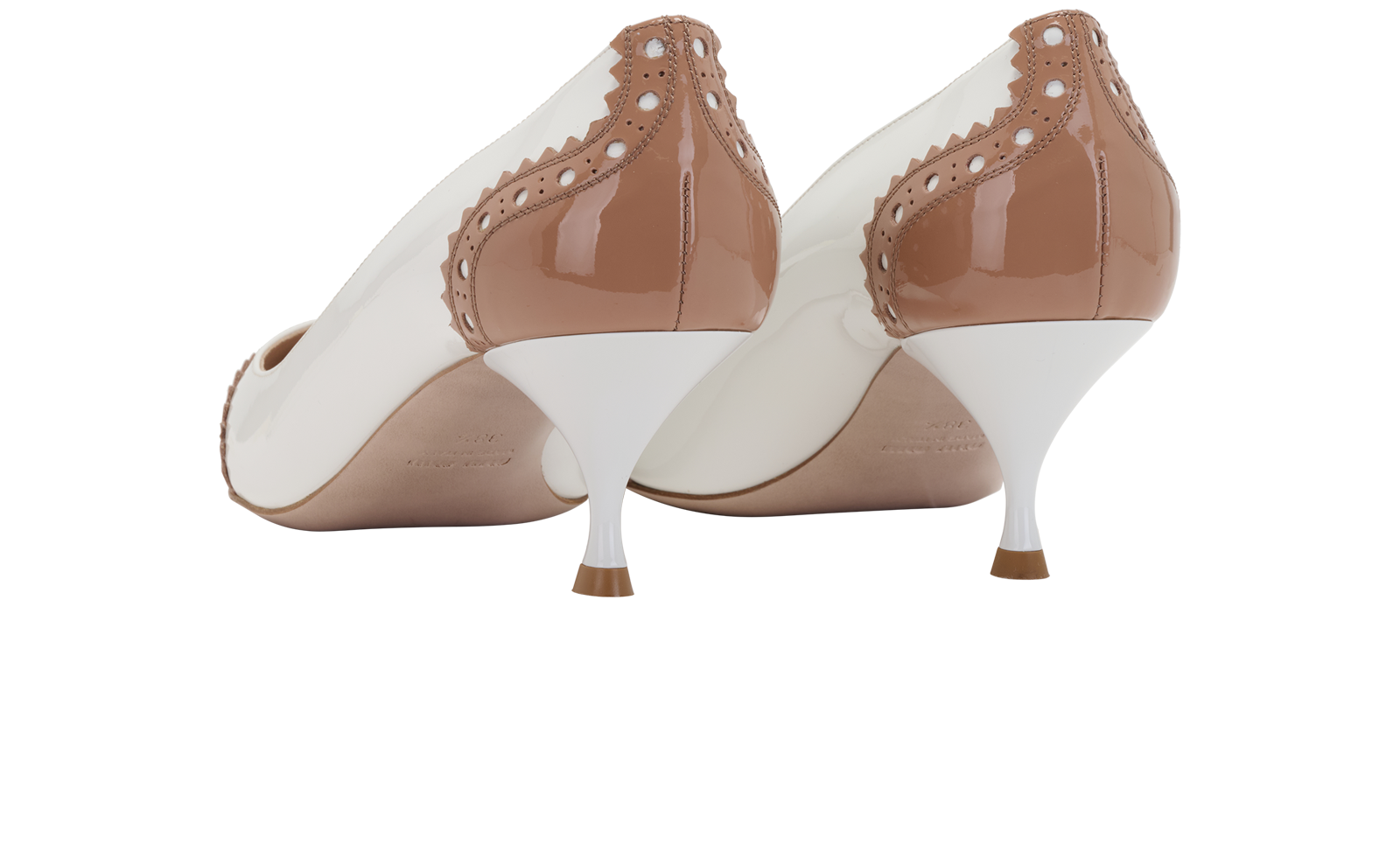Miu Miu Two-Tone Pointed Heels, &pound;170, Shoes, Beige/White, Patent Leather, Back view