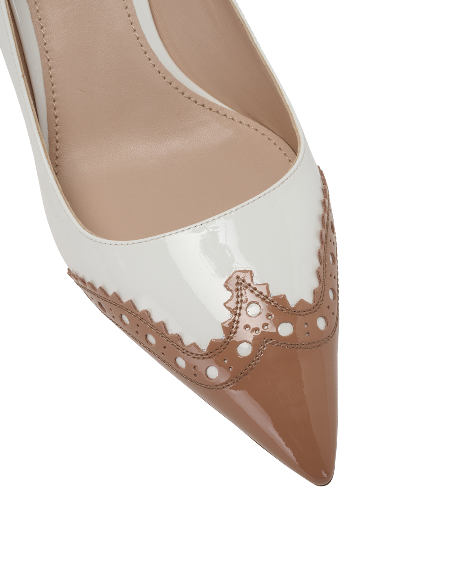 Miu Miu Two-Tone Pointed Heels, &pound;170, Shoes, Beige/White, Patent Leather, Other view