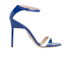 Miu Miu Bicolor Patent Sandals, Leather, Blue/White, UK4, B, 4*
