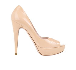 Miu Miu Peep Toe Pumps- UK4, Patent, Nude, 2*