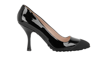 Miu Miu Cap Toe Pumps, £120, Shoes, Black, Patent Leather, Front view