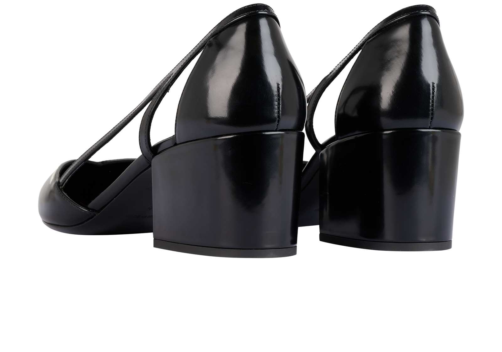 Prada Cut-Out Ballerina Block Heel, &pound;280, Shoes, Black, Leather, Back view