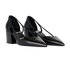 Prada Cut-Out Ballerina Block Heel, &pound;280, Shoes, Black, Leather, Side view