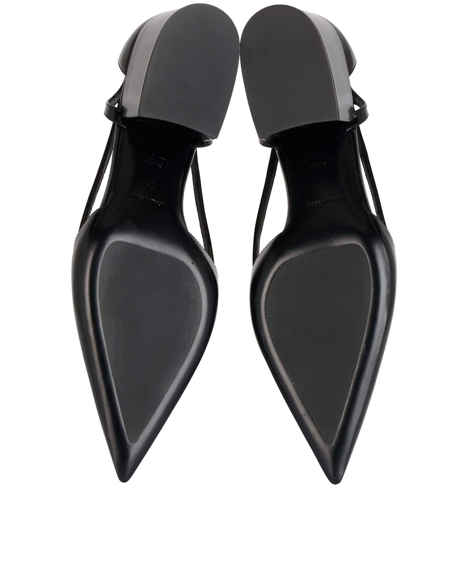 Prada Cut-Out Ballerina Block Heel, &pound;280, Shoes, Black, Leather, Top view