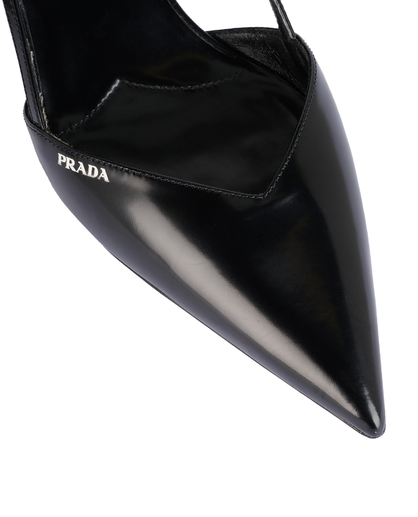 Prada Cut-Out Ballerina Block Heel, &pound;280, Shoes, Black, Leather, Other view