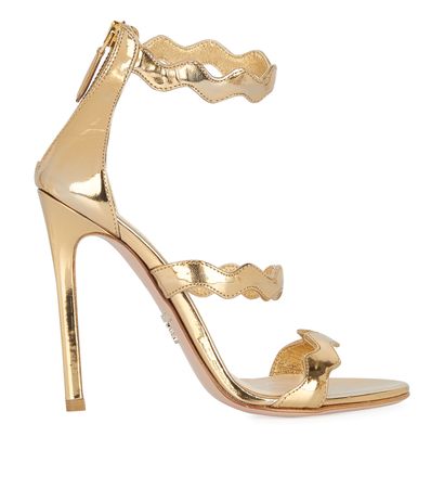 Prada Wavy Strap Heeled Sandals, front view