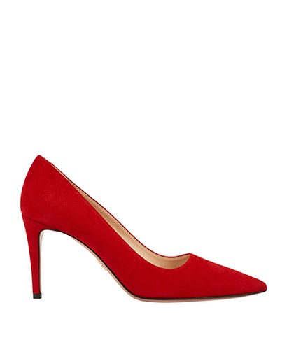 Prada Red Suede Point-Toe Pumps, front view