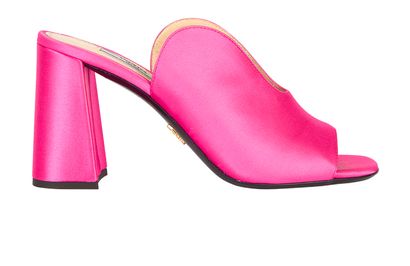 Prada Open Toe Heels, &pound;180, Clothing, Pink, Satin, Front view