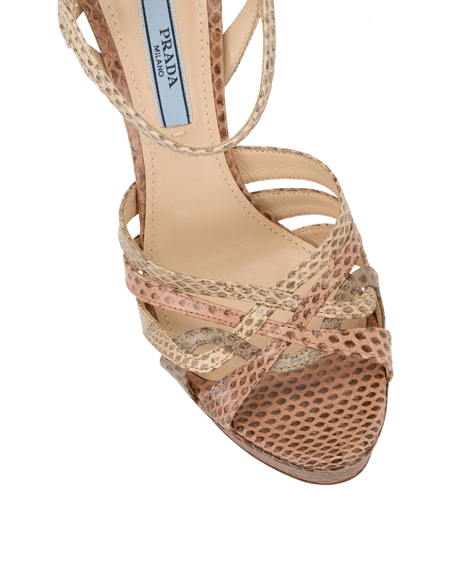 Prada Platform Heels, &pound;195, Shoes, Beige/Pink, Leather, Other view