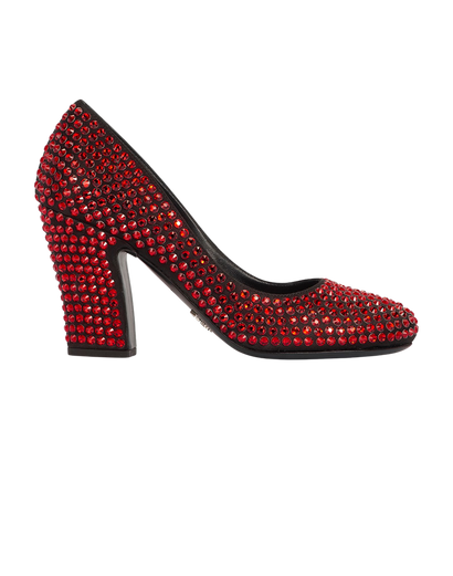 Prada Crystal 85MM Round Toe Pumps, front view
