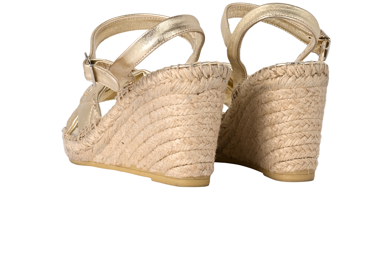 Prada Quilted Logo Wedges, &pound;295, Shoes, Gold, Leather/Raffia, Back view