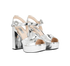 Prada Metallic Block Heel Sandals, side view