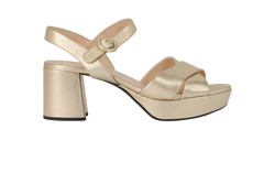 Prada Block Heel Sandals, Leather, Gold, UK4.5, 2*