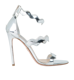 Prada Scalloped Strap Sandals, Leather, Silver, UK 7.5, B/DB, 3*