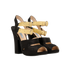 Prada Double Strap Sandals, &pound;110, Shoes, Black/Gold, Leather/Satin, Side view