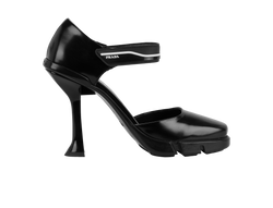 Prada Mary Jane Logo Heels, Leather, Black, UK4.5, B/DB, 2*