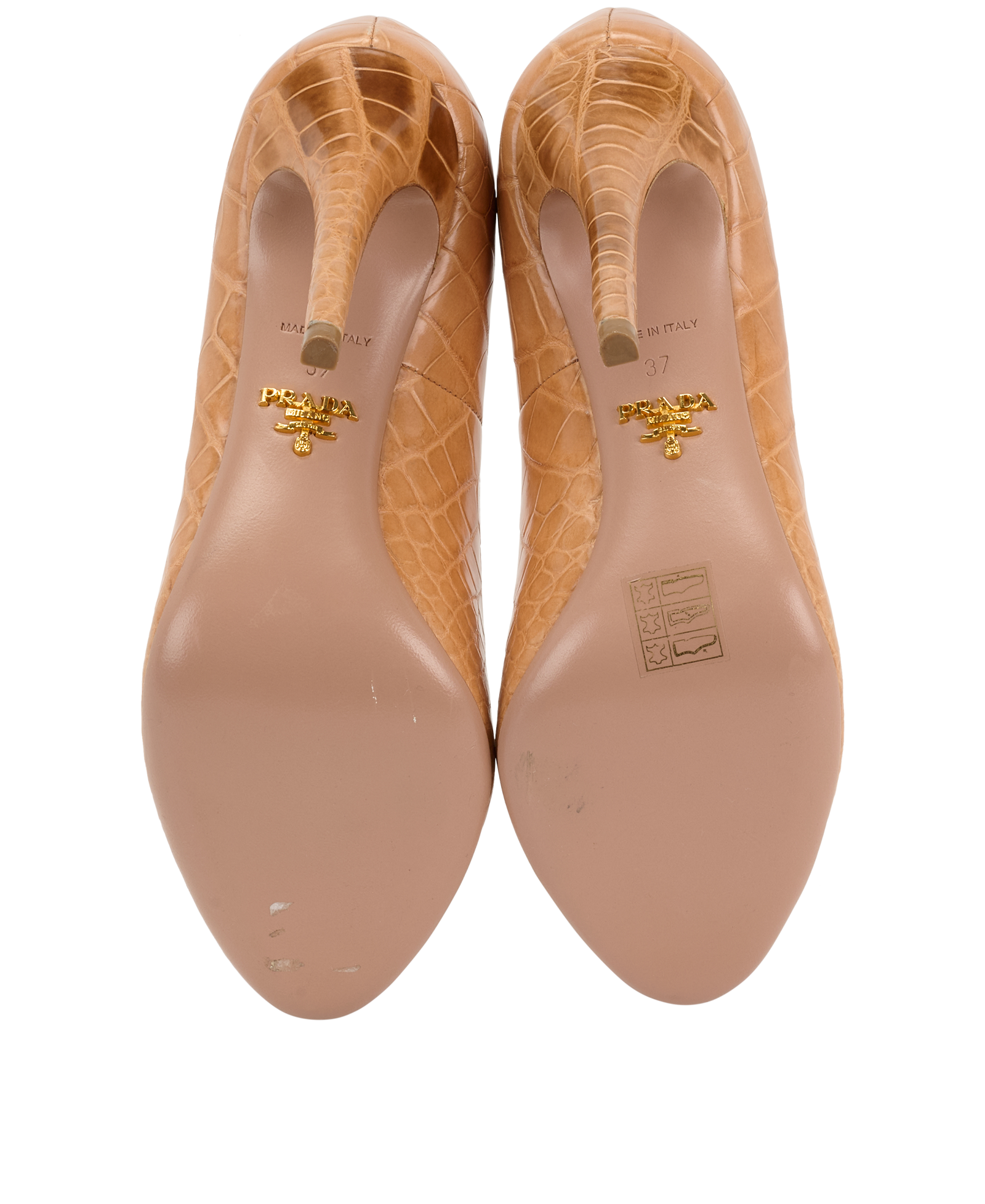 Prada Croc Embossed Pumps, &pound;220, Shoes, Beige, Leather, Top view