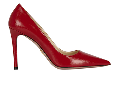 Prada Vernice Saffiano Heels, front view