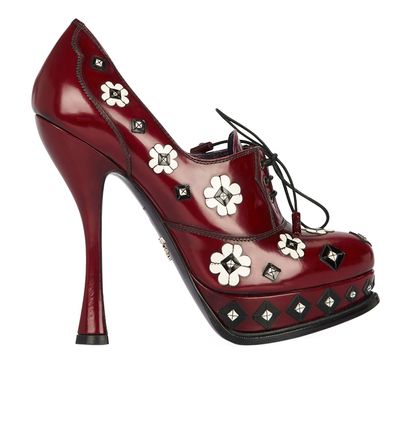 Prada FLoral Lace Up Pumps, front view