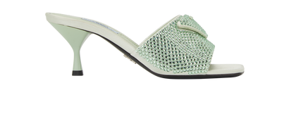 Prada Crystal Sandals, &pound;395, Shoes, Green, Satin, Front view