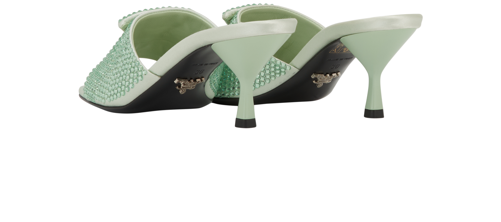 Prada Crystal Sandals, &pound;395, Shoes, Green, Satin, Back view