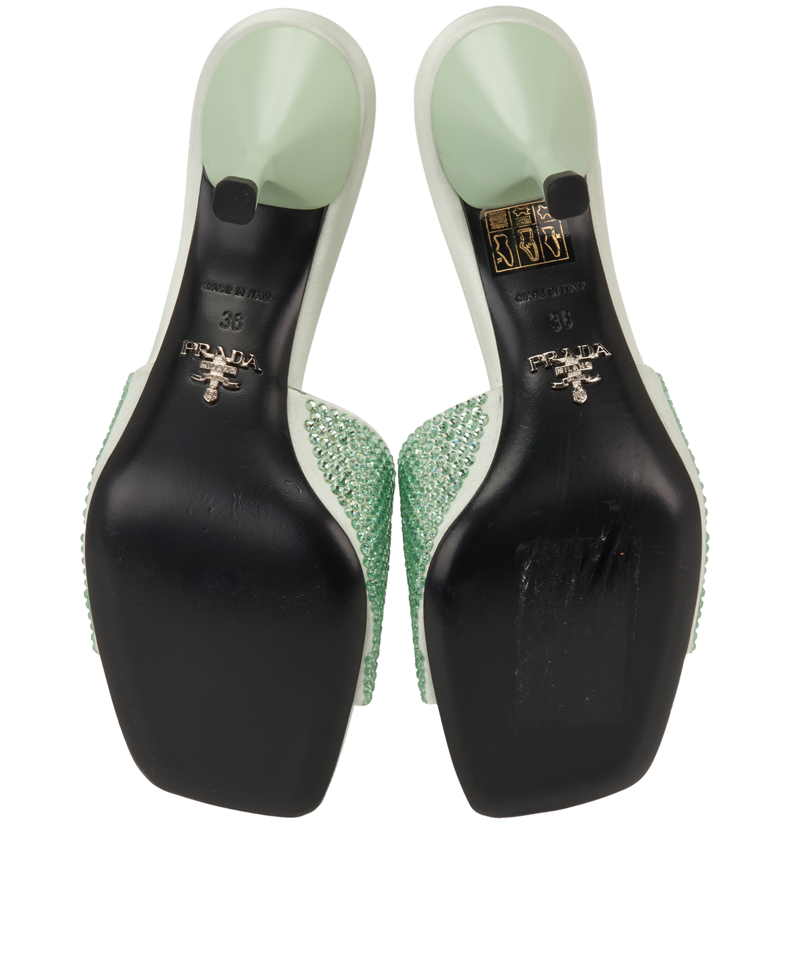 Prada Crystal Sandals, &pound;395, Shoes, Green, Satin, Top view