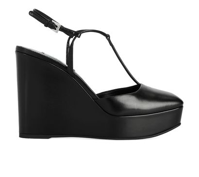 Prada Square Toe T-bar Wedges, front view