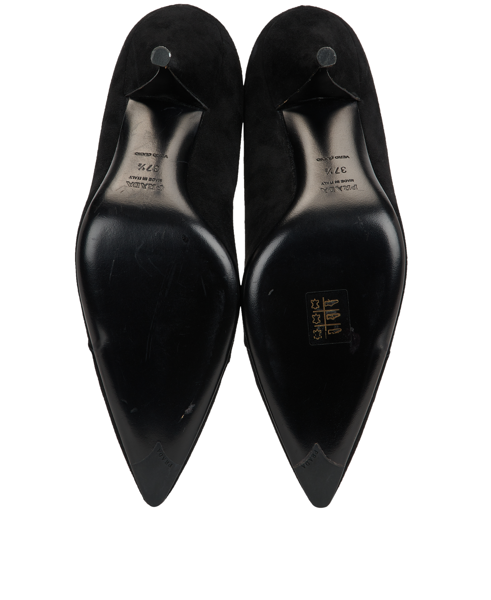 Prada Ruched Pointed Toe, &pound;140, Shoes, Black, Suede, Top view