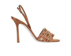 Rene Caovilla Interwoven Crystals Sandals, Satin/Leather, Bronze,UK6,DB,3*
