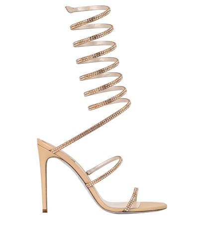 Rene Caovilla SuperCleo Sandal 105, &pound;550, Shoes, Gold, Leather, Front view