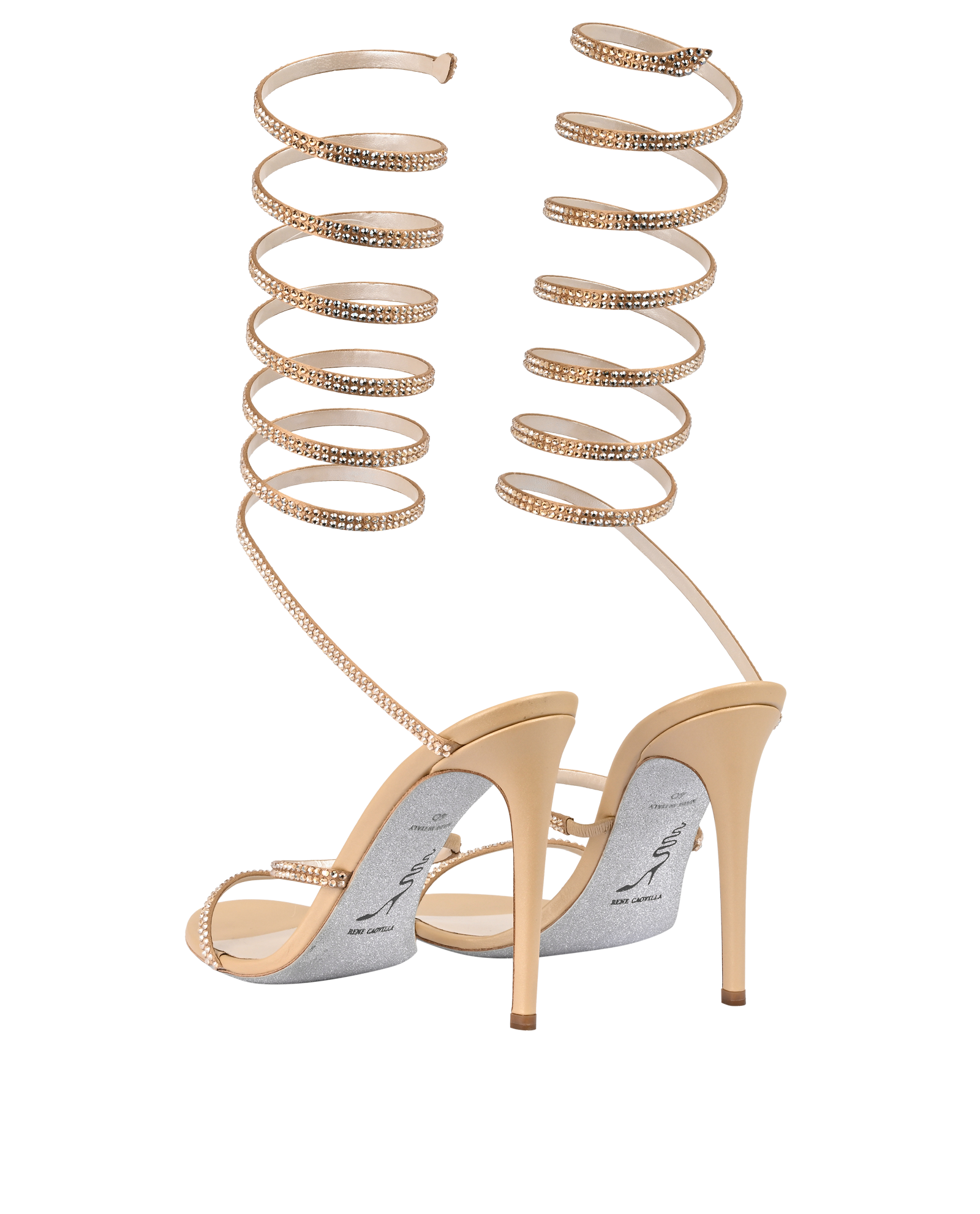 Rene Caovilla SuperCleo Sandal 105, &pound;550, Shoes, Gold, Leather, Back view