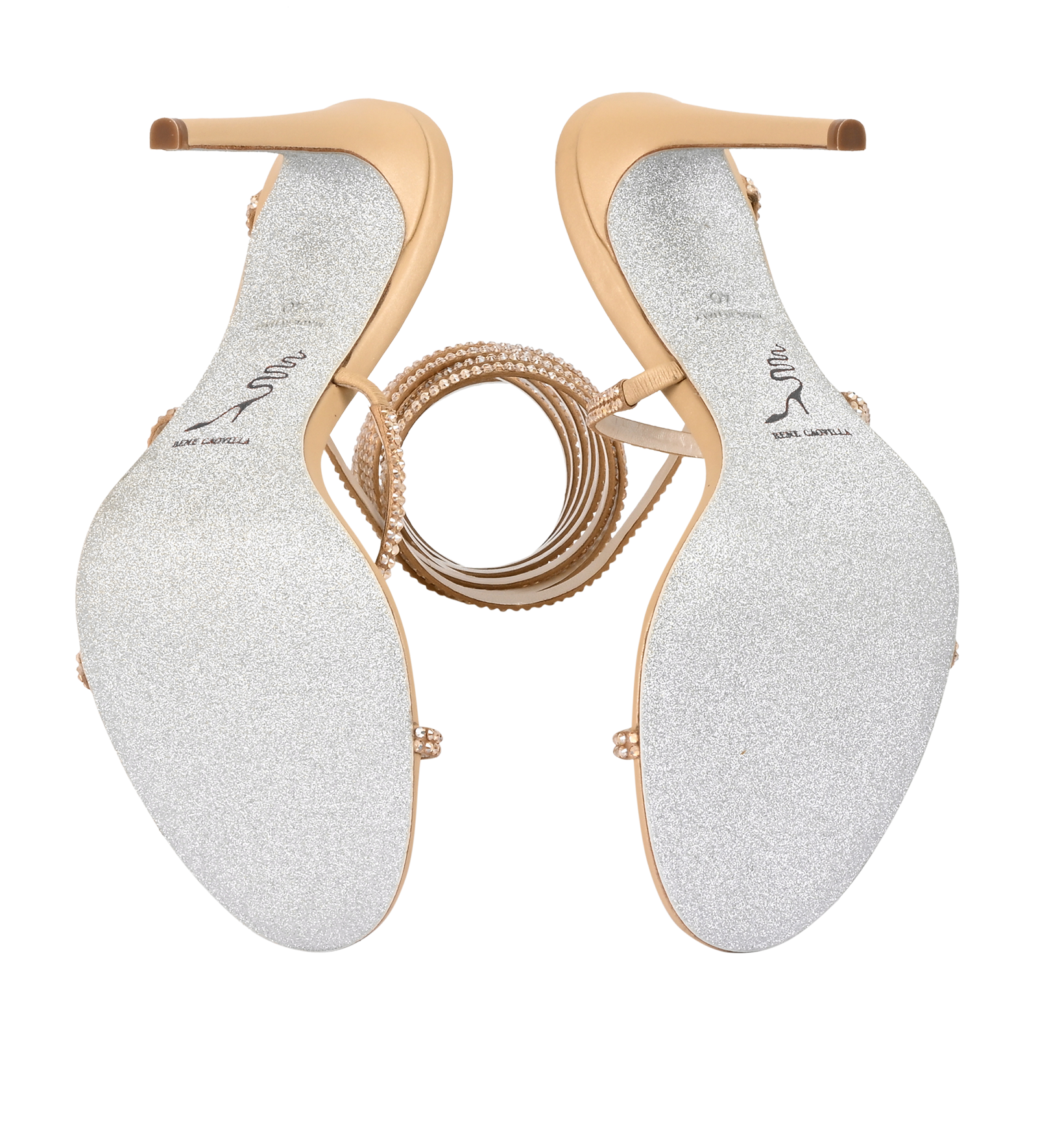 Rene Caovilla SuperCleo Sandal 105, &pound;550, Shoes, Gold, Leather, Top view